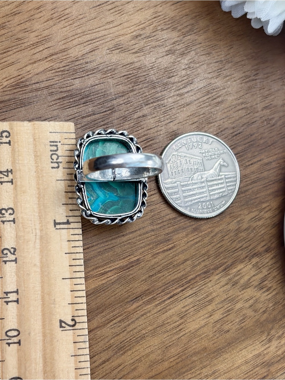 Chunky Malachite Chrysocolla Ring Size 7 1/4 7.25 Vintage Boho Southwest Style - Picture 6 of 7